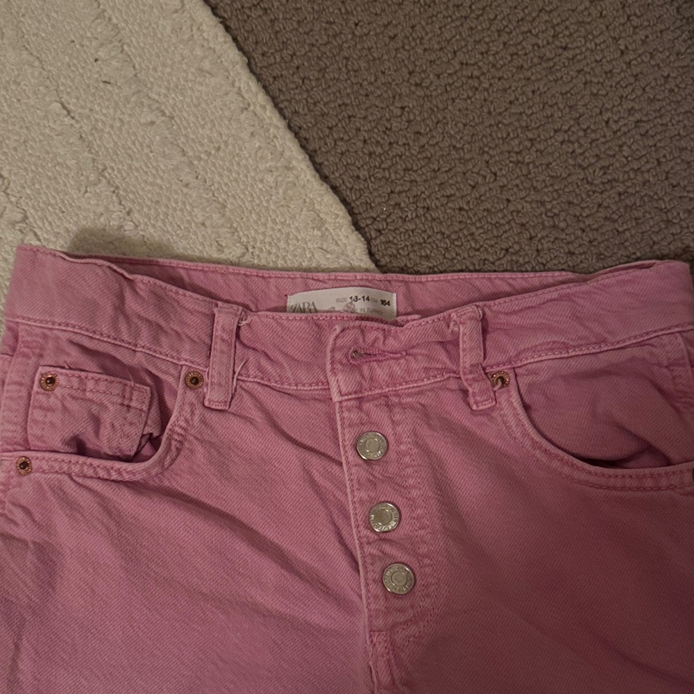 Zara Light Pink Denim Pants - Picture 2 of 4
